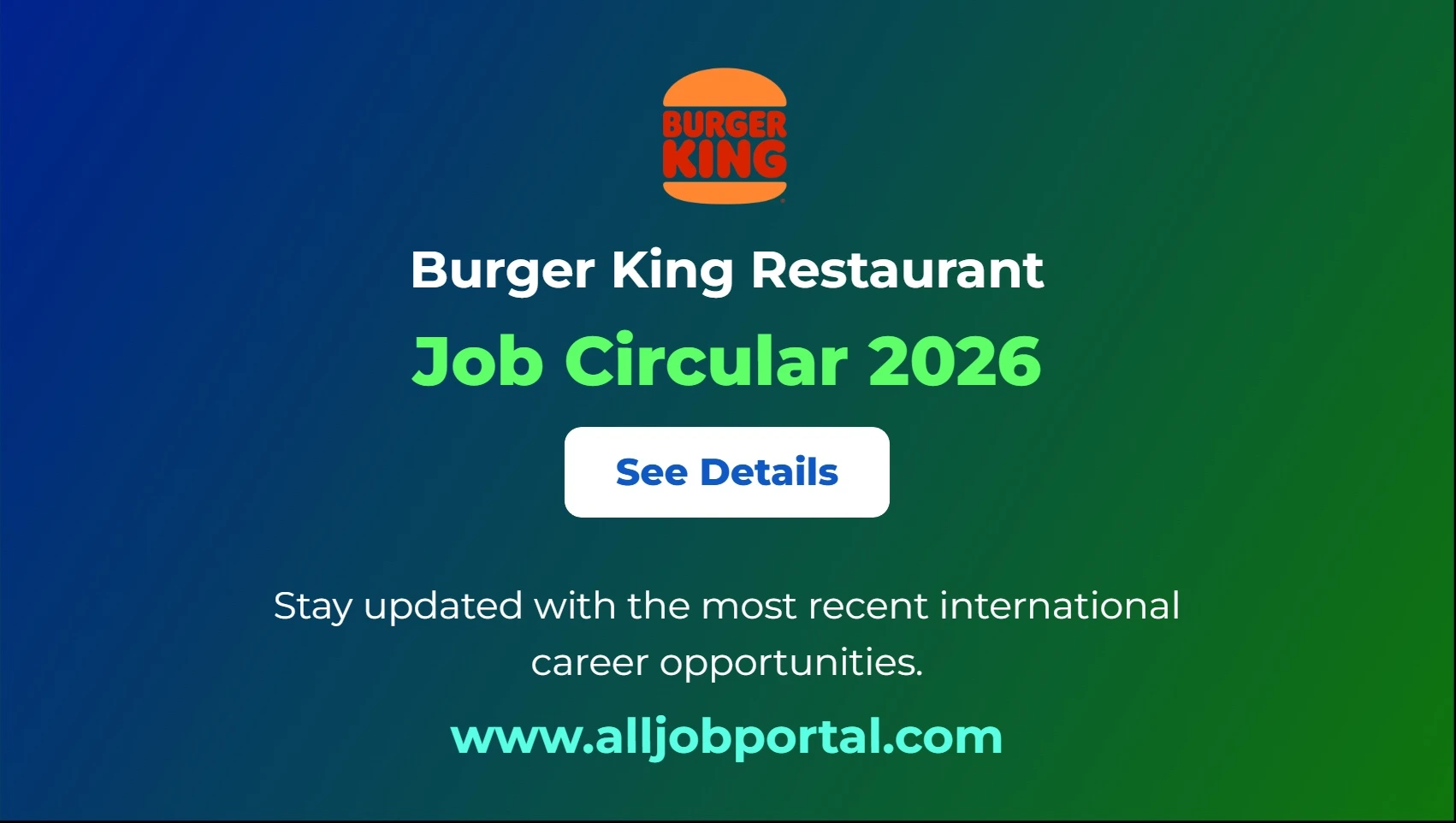Burger King Restaurant Job Opportunity 2026