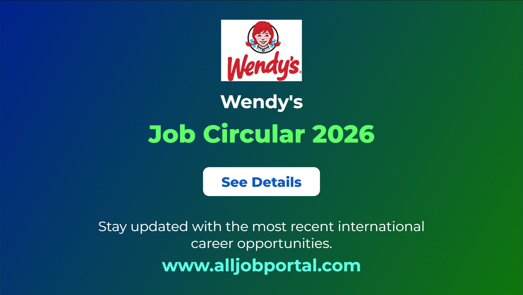 Wendy's Job Opportunity 2026